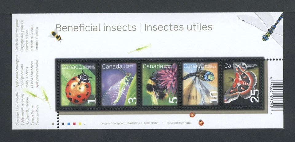 FOLHA DE LEMBRANÇA CANADÁ 2238a INSETOS BENÉFICOS 2007... DEFINITIVOS DE BAIXO VALOR - Imagem 1 de 1