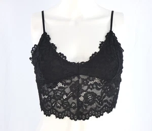Zara Black Lace Top Crop Tank Spaghetti Straps Bralette Floral Going Out Sexy S - Picture 1 of 12