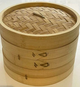 Juego clásico de cesta de vapor multiusos vapor de bambú de 2 niveles comida saludable para cocinar - Imagen 1 de 4