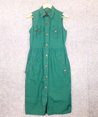 Sleeveless Utility Shirt Dress XS Green Tank Safari Pockets Career DEREK LAM - Image 1 of 4