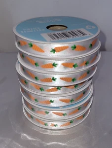 Celebrate It Easter Narrow Polyester Ribbon Carrots 3/8 in x 12ft Each Set of 7 - Picture 1 of 3
