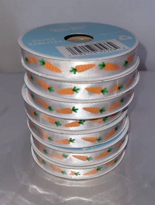 Celebrate It Easter Narrow Polyester Ribbon Carrots 3/8 in x 12ft Each Set of 7 - Image 1 of 3