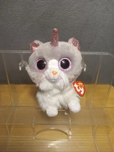 beanie boo baby NWHT asher cat kitten glitter eyes horn unicorn bdate feb 19th - Picture 1 of 3
