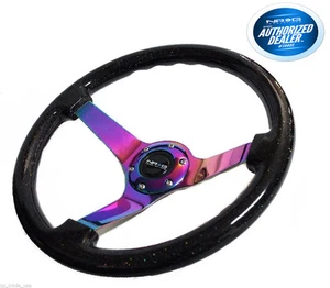 NRG 350MM 3 "DEEP DISH 6-HOLE SPARKLE BLACK WOOD VOLANTE NEO CHROME RADIOS - Imagen 1 de 4