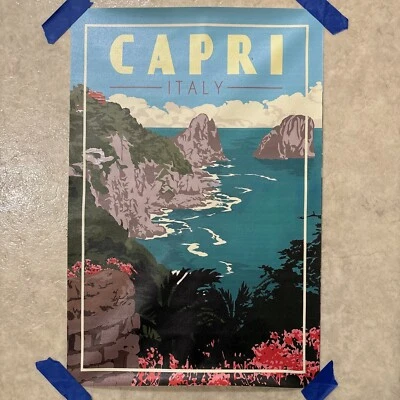 Capri Italy Vintage Style Travel ✅ Wall Art Canvas Poster Print ✅ 12x18 inch - Image 1 of 4