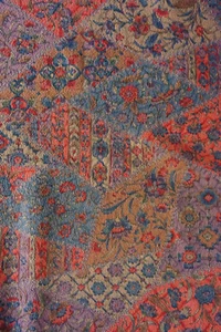 Vintage Japanese Kimono Silk Fabric Crepe Multicolor Floral Patchwork 162cm(64") - Picture 1 of 9