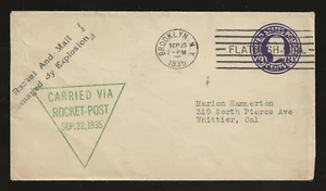 1935 U.S. rocket mail cover - Explosion, Sykora, Brooklyn, Whittier - EZ 6C1a - Picture 1 of 2
