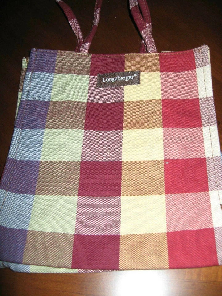 Bolso pequeño Longaberger. ¡A cuadros cotidianos con interior de nailon marrón! NUEVO Foto 1 de 1