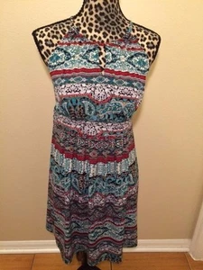 ENFOCUS STUDIO - MULTICOLOR BLUE RED SLEEVELESS DRESS - 8 - Picture 1 of 2