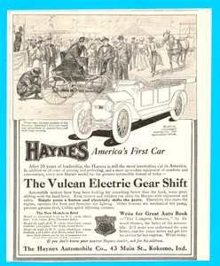 1913 Haynes Amerikas erstes Auto Vulkan Gangschaltung Automobil Antik Druck Anzeige - Bild 1 von 4