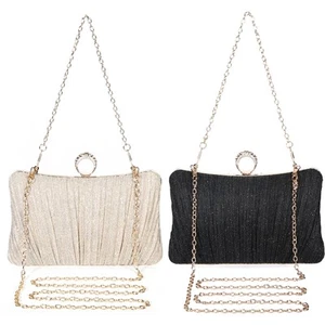 Women Evening Clutch Bag Designer Glitter Handbag Bridal Wedding Cocktail Party - Picture 1 of 21