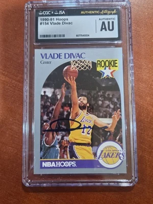 1990 Hoops Basketball #154 Vlade Divac RC HOF Auto Rookie CGC Auth 10 - Image 1 of 4