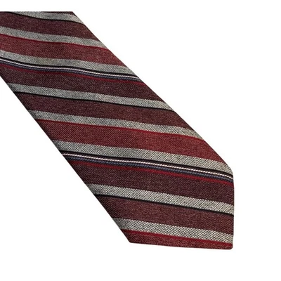 "Corbata vintage a rayas Marqués gris borgoña 54"" de largo 3"" de ancho" Foto 1 de 3