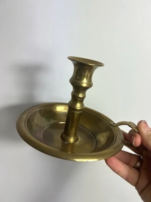 Vintage Brass Chamber Stick - Antique Wee Willie Winkie Candle Holder - Image 1 of 4
