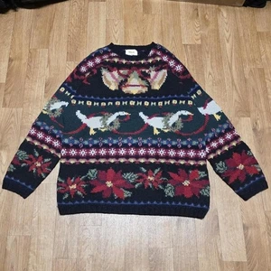 Suéter de lana tejido a mano abuela pato Navidad Talbots vintage talla mediana  - Imagen 1 de 7