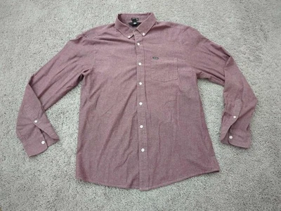 Volcom Button Up Shirt Mens Large Red Long Sleeve Chest Pocket Modern Fit - Image 1 of 4
