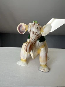 Vintage Decorative Elephant  Figurine Made Out Of Seashells Cute Home Decor - Picture 1 of 8