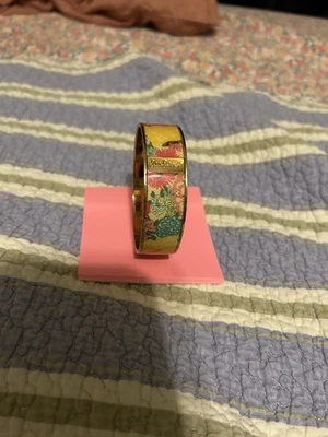 Lilly Pulitzer Bangle Bracelet, Floral Design, Gold Tone, Small - Image 1 of 4