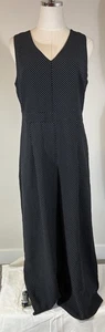 Banana Republic Polka Dot Black White Pleated Career Jumpsuit Wide Leg Sz 8 - Picture 1 of 18