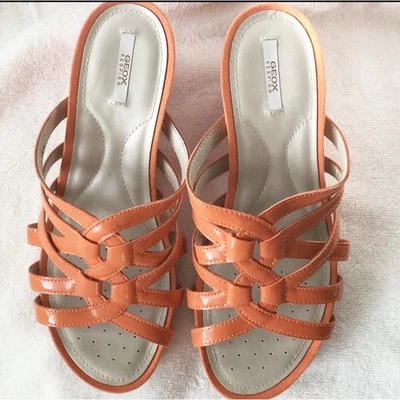 Sandalias de cuña Geox Respira con tiras naranja sin cordones tacón cómodo 38,5 8,5 Foto 1 de 4