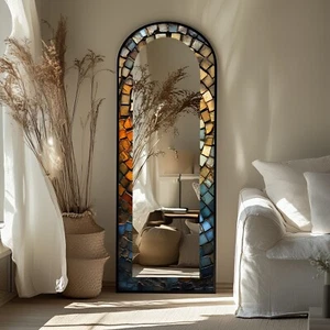 Rustic Arched Mirror – Mosaic Floor Mirror - Picture 1 of 12