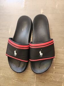 Ralph Lauren Polo  Sandals Slides size 7 kids unisex red Black 