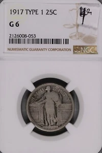 1917 Type 1 Standing Liberty Silver Quarter NGC G-6 #8-053 - Picture 1 of 2