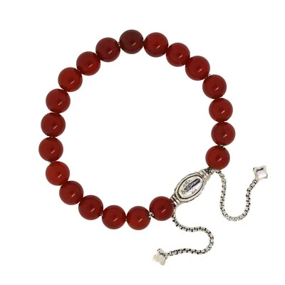 Pulsera David Yurman Plata de Ley 925 8mm Cornalina Roja Cuentas Espirituales Foto 1 de 3