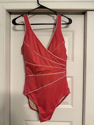 Traje de baño Miraclesuit Horizon para mujer talla 16 una pieza papaya naranja blanco tubo Foto 1 de 4