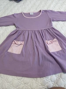 Squiggles by Charlie boutique dress size 6 Lavender Pink Striped Ruffle - Picture 1 of 9