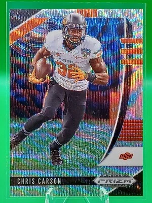 2020 Panini Prizm Draft Picks Chris Carson Blue Wave Prizm /299  - Image 1 of 2