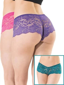 Womens Stretch Lace Panty Soft Booty Shorts Underwear One Size - Picture 1 of 9