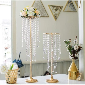 Elegante soporte para centro de boda de oro alto de 29,5 pulgadas, 2 piezas de vela de metal con flores... - Imagen 1 de 9
