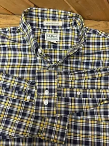 L.L. Oxford a Cuadros Negro Frijol Botón Resistente a Arrugas 100% Algodón | Hombre’s L - Imagen 1 de 7