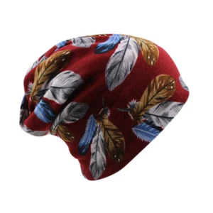 Mütze Beanie Slouch Damen Mädchen Feder rot Herbst Winter NEU - Bild 1 von 1