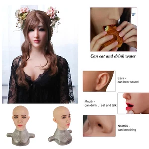 Realistic Silicone Female Head Mask Crossdresser Face Mask For Women For Cosplay - Picture 1 of 17