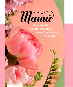 Spanisch Happy Mother's Day Mama rosa Blumen Vida Markenzeichen Grußkarte - Bild 1 von 3