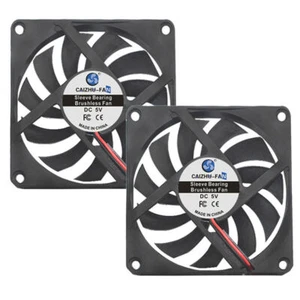 2X Cooling 80x80x10mm PC Computer Gehäuse Lüfter Fan leise silent Fluid~ - Afbeelding 1 van 10