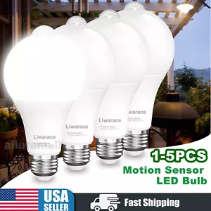E26/E27 Motion-Activated Bulbs - 15W (150W Equivalent) 1-5PCS Auto Dusk-Dawn USA - Picture 1 of 11