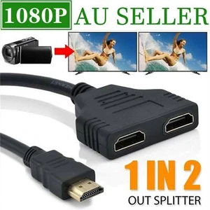 Male To Dual Female 1 in 2 out Y Splitter Adapter Cable 4K For HDTV LCD TV - Picture 1 of 10