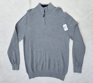 Saks Fifth Avenue 1/4 Zip Pullover Sweater Herren Gr. XL Neu mit Etikett grau Waffelstrick - Bild 1 von 8