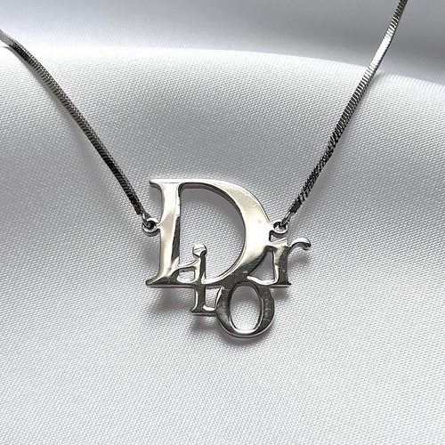 Collana logo Dior argento monogramma vintage Y2K anni 2000 autentica