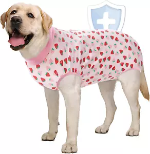 Dog Recovery Suit, Surgical Recovery Suit for Dog Female after Spay, Pink Strawb - Picture 1 of 12