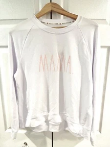 NWT Rae Dunn Small MAMA Sweatshirt White Pink Crewneck Pullover Mom Mother - Picture 1 of 7