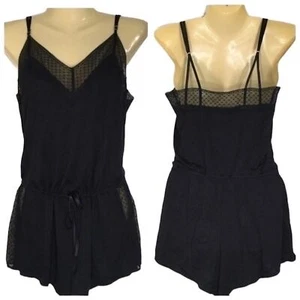 NUEVO CON ETIQUETAS VICTORIA'S SECRET MAMELUCO NEGRO RIBETE TRANSPARENTE PJ ROPA DE SALÓN PEQUEÑA - Imagen 1 de 9