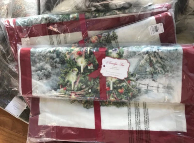 Pottery Barn Nostalgic Tree Table Runner Red 18x108 Christmas Holiday New🦩