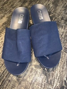 Carlos Santana Navy Blue Mule Wedges Size 8 NWOB - Picture 1 of 4