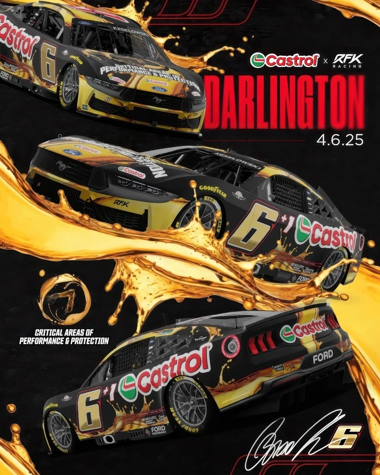 Флаг Brad Keselowski No6 2025 Castrol Nascar вертикальный двусторонний баннер 3x5 футов - Изображение 1 из 1