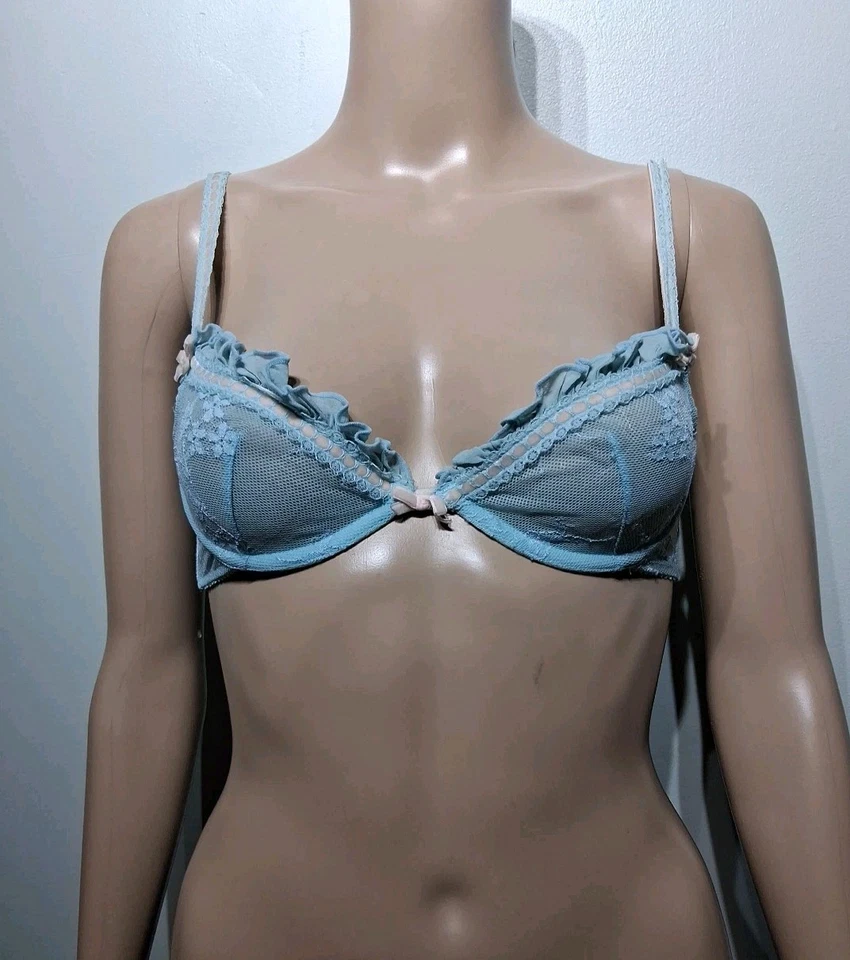 Sujetador De Colección Agent Provocateur Azul Encaje Volantes Detalle Talla 32 B Foto 1 de 4