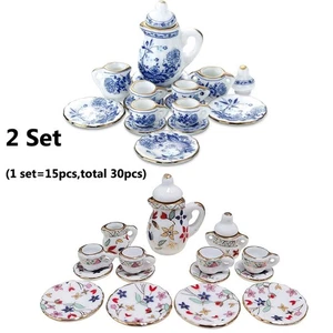 30pc 1:12 Dollhouse Miniature Tableware Porcelain China Tea Cup Dish Accessories - Picture 1 of 15